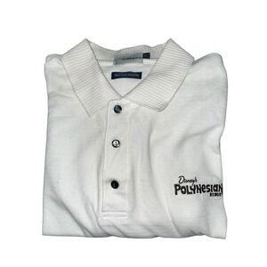 Walt Disney World Polo Shirt Men's L White Polynesian Resort Moisture Wicking